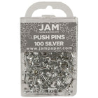 JAM Paper Push Pins, Shiny Silver Pushpins, 2 Packs of 100, 200 Total (222419054a)-2 Packs of 100