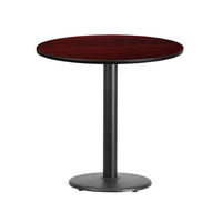 Flash Furniture 30" Round Mahogany Laminate Table Top with 18" Round Table Height Base-Hospitality Table