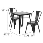 Flash Furniture 23.75" Square Black Metal Indoor-Outdoor Table Set with 2 Stack Chairs-Designed for Indoor and Outdoor Use