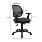 Nicer Furniture Mid-Back Black Mesh Computer Chair with Adjustable Arms-Hooded dual wheel casters provide for smooth movement across floors