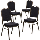 Flash Furniture HERCULES Series Crown Back Stacking Banquet Chairs with Black Patterned Fabric & Gold Vein Frame - 4 Pack-Set of 4 Multipurpose Banquet Chairs