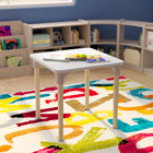 Flash Furniture Bright Beginnings 24" Square Commercial Grade Wooden Adjustable Height Classroom Activity Table - Beech/White-Greenguard Certified Engineered Wood Table Top in Beech and White