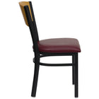 Flash Furniture HERCULES Series Black Circle Back Metal Restaurant Chair - Natural Wood Back & Burgundy Vinyl Seat - 2 Pack-Burgundy Vinyl Upholstered Seat