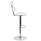 Flash Furniture Contemporary Vinyl Adjustable Height Barstool with Ellipse Back & Chrome Base - White-White Vinyl Upholstery