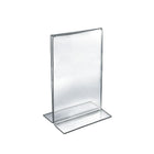 Azar Displays 11" x 7" Vertical Double Sided Stand Up Acrylic Sign Holder, Clear, 10 Pack (152716)-Stand up sign holder is perfect for tabletop displays, restaurant table displays, and hotel concierge desks