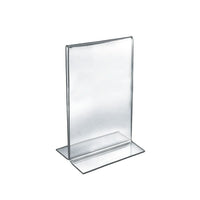 Azar Displays 11" x 7" Vertical Double Sided Stand Up Acrylic Sign Holder, Clear, 10 Pack (152716)-Stand up sign holder is perfect for tabletop displays, restaurant table displays, and hotel concierge desks