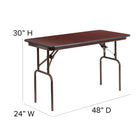 Flash Furniture 4-Foot Mahogany Melamine Laminate Folding Banquet Table-18 Gauge Steel Legs
