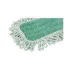 Globe Commercial 48" Microfiber Dry Pad with Fringe - Green - 6 pack-Advanced hook and loop backing attaches pads more securely