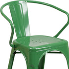 Flash Furniture Commercial Grade Green Metal Indoor-Outdoor Chair with Arms-Seat Drain Holes assist in drying