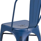 Flash Furniture Commercial Grade Distressed Antique Metal Indoor-Outdoor Stackable Chair - Blue-Cross Brace under seat provides extra stability