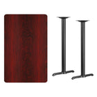 Flash Furniture 30" x 48" Rectangular Mahogany Laminate Table Top with 5" x 22" Bar Height Table Bases-Mahogany Laminate Top