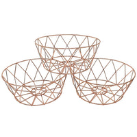Cathay Importers Copper Round Wire Basket, 12"diameter, 3 Pack-Contemporary diamond wire design