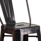 Flash Furniture 30" High Black-Antique Gold Metal Indoor-Outdoor Barstool with Back-Seat Size: 12''W x 12''D