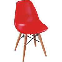 Plata Import Kids Eiffel Chair, Red, Wood Base (PC-0117W-RED)-Wood legs and plastic seat