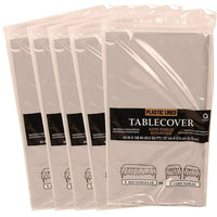 JAM Paper Paper Table Covers, Silver Table Cloths, 5 Pack-Size: 54" x 108"