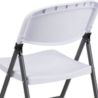 Flash Furniture HERCULES Series Granite Plastic Folding Chair with Charcoal Frame - White-Tubular Steel Frame