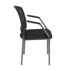 Pro-Line Visitors Chair with Arms and Ventilated Plastic Wrap Around Back, Black-Black Ventilated Plastic Wrap Around Back