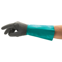 Ansell SAY028 Chemical Resistant Gloves, Nitrile, Full Coat, Knit Seamless Liner, 12"L, Size 10, 12 Pack-Length: 12"