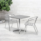 Flash Furniture 27.5" Square Aluminum Indoor-Outdoor Table with Base-Smooth Stainless Steel Table Top