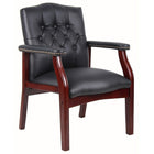 Nicer Furniture Traditional Style Vinyl Button Tufted Guest Chair - Black-Classic traditional button tufted styling
