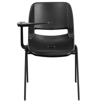 Flash Furniture Black Ergonomic Shell Chair with Right Handed Flip-Up Tablet Arm-Multipurpose Tablet Arm Chair