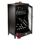 Winsome Bordeaux Wine Cabinet X Panel Modular-Cabinet is made with combination of solid and composite wood in espresso finish.  Assembly Required.