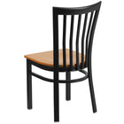 Flash Furniture HERCULES Series Black School House Back Metal Restaurant Chair - Natural Wood Seat-Natural Finished Wood Seat