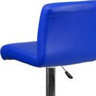 Flash Furniture Contemporary Blue Vinyl Adjustable Height Barstool with Rolled Seat & Chrome Base-Swivel Seat