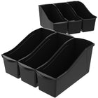Storex Large Book Bin - Black - 6 Pack-The large bins are designed for deeper 15" shelves and desktops.