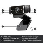 Logitech C922 Pro Stream Webcam 1080P Camera-2 Year Limited Manufacturer Warranty