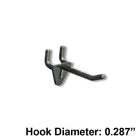 Azar Displays 2" x 0.287" Diameter Plastic Hooks, Black, 50 Pack-Hook is two-pronged for greater stability