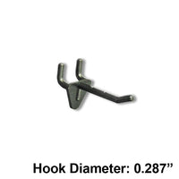 Azar Displays 2" x 0.287" Diameter Plastic Hooks, Black, 50 Pack-Hook is two-pronged for greater stability