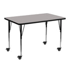 Flash Furniture Mobile 30"W x 48"L Rectangular Grey HP Laminate Activity Table - Standard Height Adjustable Legs-Popular Rectangular Activity Table