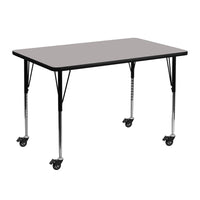 Flash Furniture Mobile 30"W x 48"L Rectangular Grey HP Laminate Activity Table - Standard Height Adjustable Legs-Popular Rectangular Activity Table