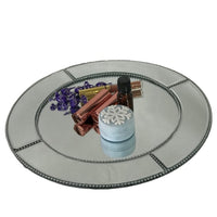Elegance Mirrored Charger Plate with Beads Border - 13 inch diameter-Charger Plate