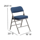 Flash Furniture HERCULES Premium Curved Triple Braced & Double Hinged Navy Fabric Metal Folding Chair-18 Gauge Steel Frame