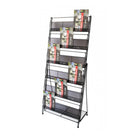 FuTECH Brochure Holder with 6 Pockets - 22.75"W x 54"H - Black-Black