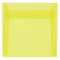 JAM Paper 6.5 x 6.5 Square Envelopes, Yellow Translucent Vellum, 50 Pack (PACV526I)-Primary yellow translucent envelope