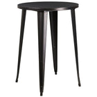 30'' Round Black-Antique Gold Metal Indoor-Outdoor Bar Table Set with 2 Vertical Slat Back Barstools [CH-51090BH-2-30VRT-BQ-GG]-Black-Antique Gold Powder Coat Finish