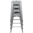Flash Furniture 24" High Metal Counter-Height, Indoor Bar Stool in Silver - Stackable Set of 4-440 lb. Weight Capacity
