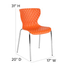 Flash Furniture Lowell Contemporary Design Orange Plastic Stack Chair-Chrome Frame Finish