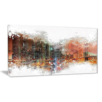 Designart Abstract Night Cityscape Canvas Art Print, 4 Panels, (PT3315-32-16)-Print