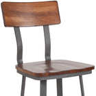 Flash Furniture Flint Series Rustic Walnut Restaurant Barstool with Wood Seat & Back and Grey Powder Coat Frame-Round Foot Ring