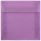 JAM Paper 6.5" x 6.5" Square Envelopes, Lilac Purple Translucent, 25 Pack (241332378)-Square invitation envelope