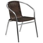 Flash Furniture 27.5" Round Aluminum Indoor-Outdoor Table Set with 2 Dark Brown Rattan Chairs-Designed for Indoor and Outdoor Use