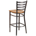 Flash Furniture HERCULES Series Clear Coated Ladder Back Metal Restaurant Barstool - Natural Wood Seat-Natural Finished Wood Seat