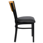 Flash Furniture HERCULES Series Black Circle Back Metal Restaurant Chair - Natural Wood Back, Black Vinyl Seat - 2 Pack-Black Vinyl Upholstered Seat