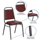 Flash Furniture HERCULES Series Trapezoidal Back Stacking Banquet Chairs with Burgundy Vinyl & Silver Vein Frame - 4 Pack-Upholstered Back and Seat