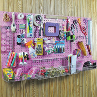 Azar Displays Pegboard Organizer Kit, 24" x 48", Pink (900988-PNK)-Plastic Organizer Kit