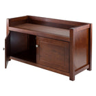 Winsome Regalia Storage Bench, Antique Walnut-Two large doors open to reveal a large storage space